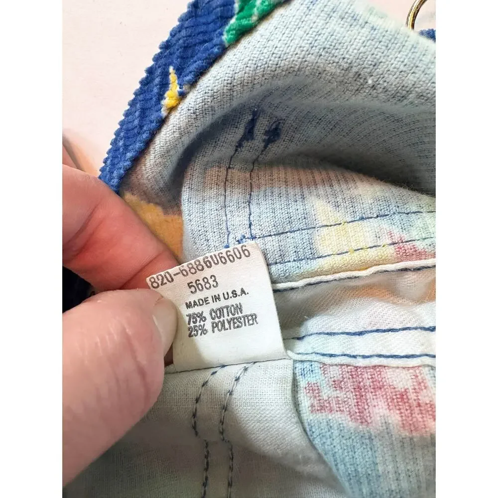Vintage OshKosh Clown Print Blue Corduroy Overalls 24 Months